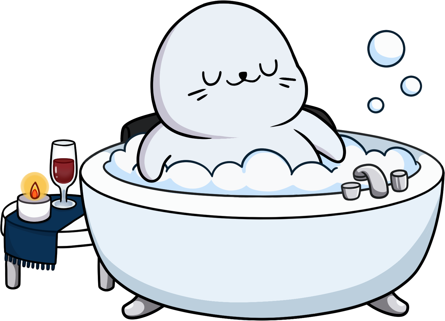 Seal chilling in bathtub.